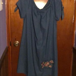 XL Denim Dress with floral design.